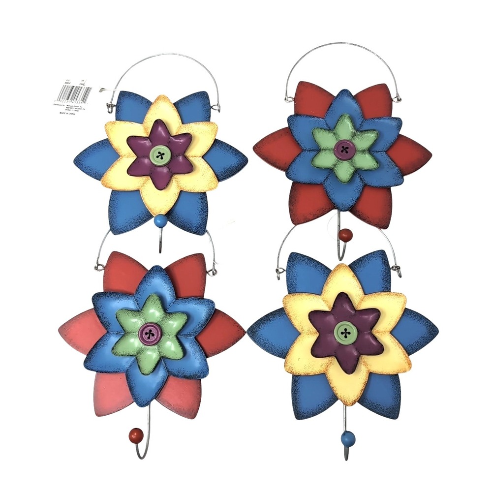 Metal‎ Flower Wall Hooks Colorful Floral Decor Set Michaels Garden Collection